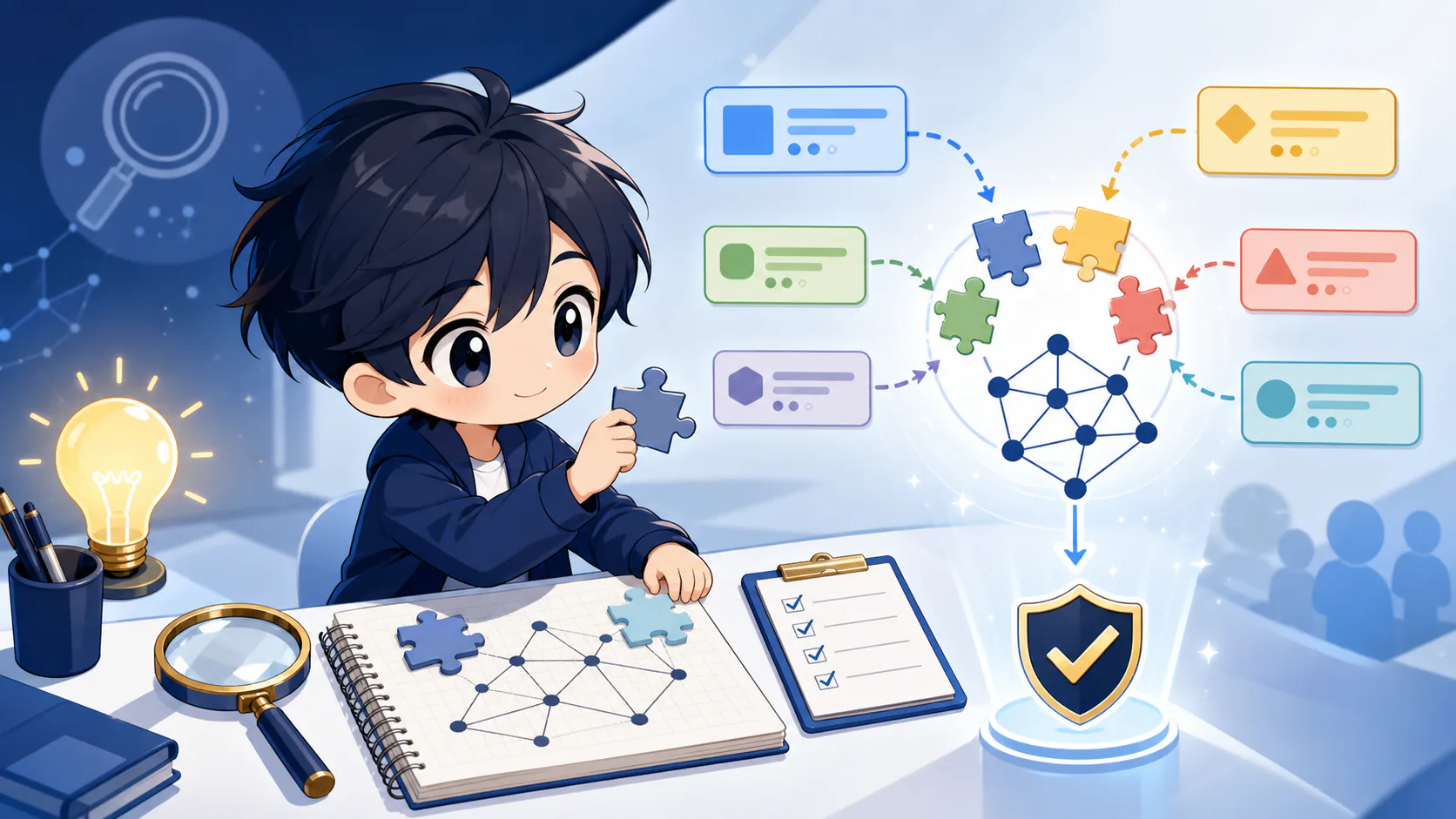 Q 版主題圖:資料整合偵查與解決問題