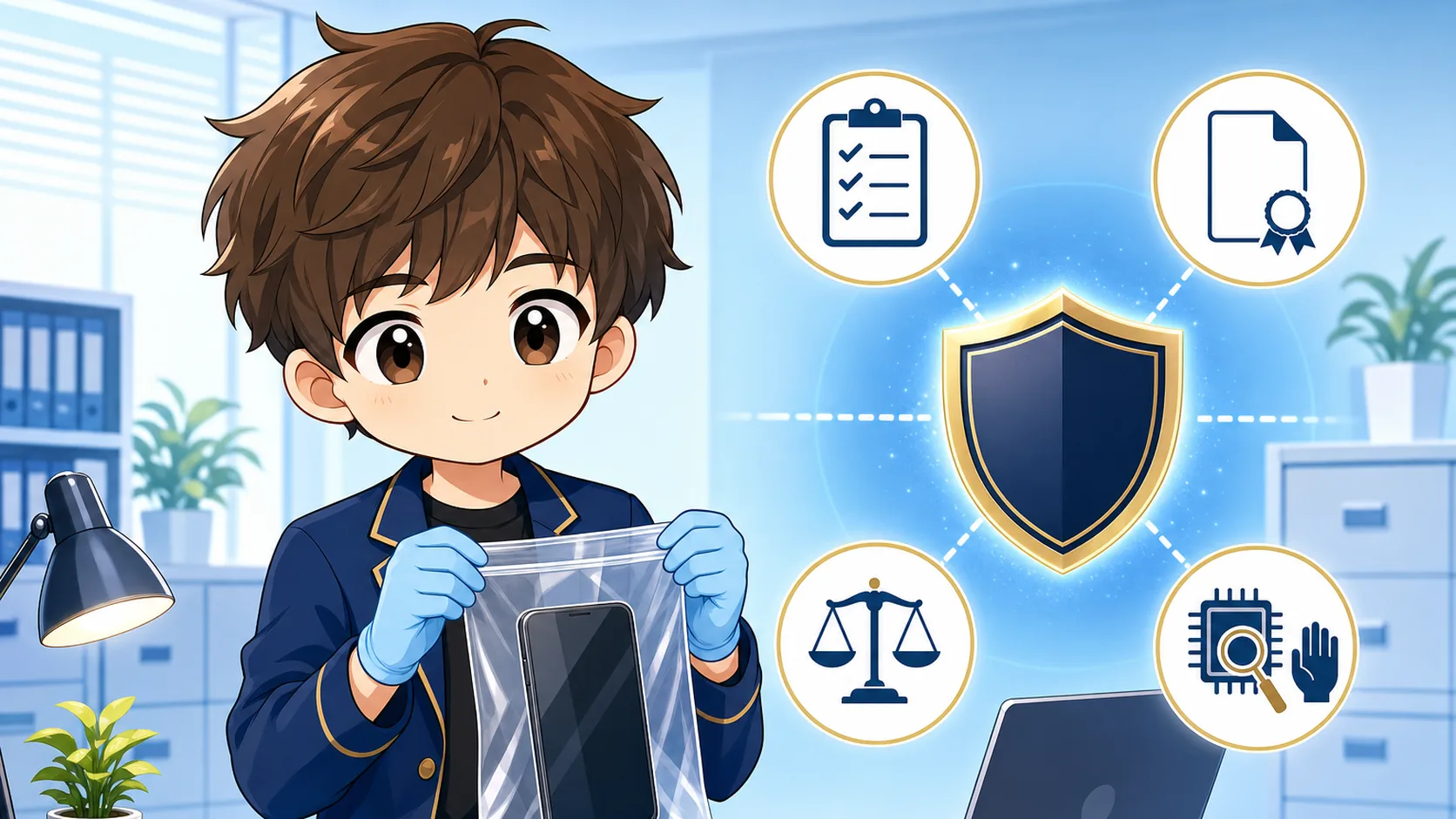 Q 版主題圖:數位鑑識標準與 AI 偵查界線
